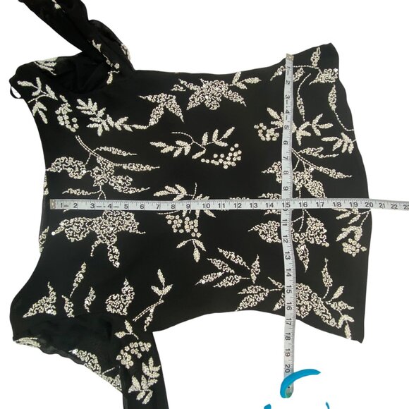 Vtg Whimsigoth Fairy Grunge Chiffon Blouse | Large | Cowl Neck Bell Sleeves Bead - Picture 10 of 11